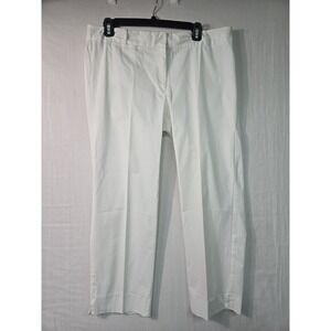 Talbots Signature Solid White Cropped Pants Women's Size 12 Cotton Spandex